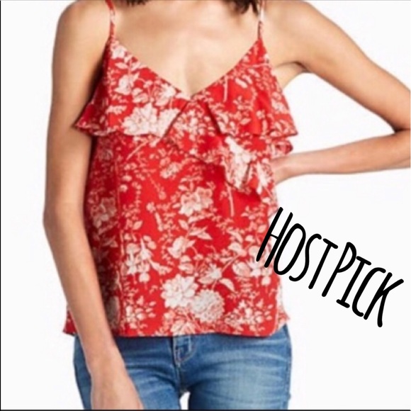 Lucky Brand Tops - 1 LEFT! NEW Lucky Brand red ruffle silk top